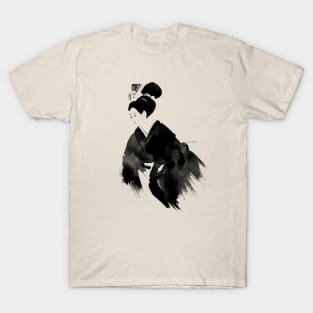 Ink Brush Painting of a Geisha T-Shirt